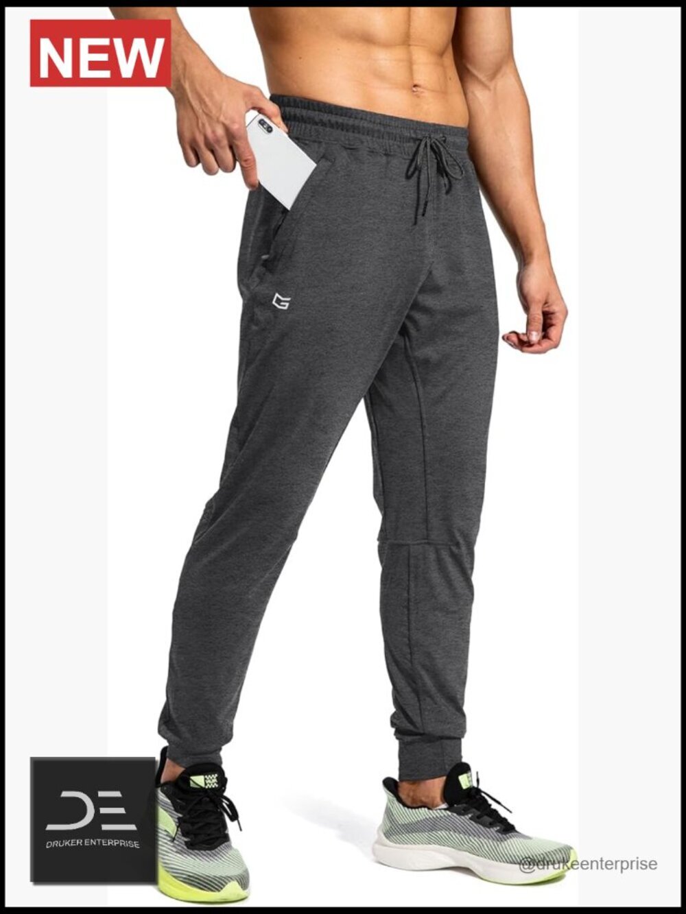 Men's Sweatpants with Zipper Pockets Athletic Track Pants Joggers for Running